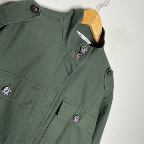 Zara Green Cropped Army Military Jacket With Pockets Size XS - Picture 4 of 10